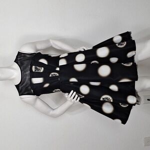 Five Plus Black Mesh Panel Pin Up Retro Boho Polka Dot Fit & Flare Dress Size S